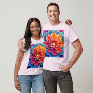 Camiseta Arte de Impressão de Energia Prisma Floral Abstrat