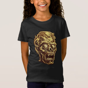 Camiseta Arte de Insígnia Bordada Zumbi Dourado