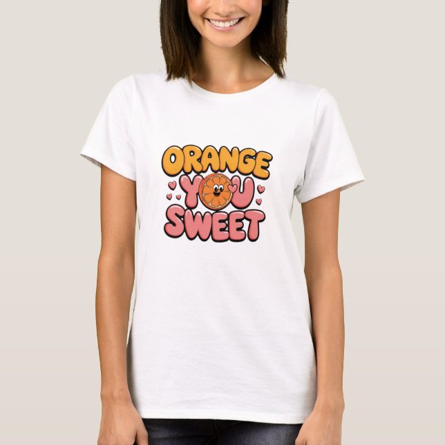 Camiseta Arte de Laranjas Doce e Sorridente (Frente)