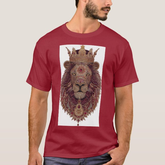Camiseta Arte de leão coroado real (Frente)