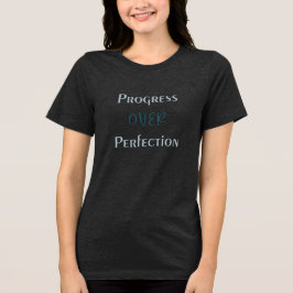 Camiseta Arte de Letreiro Inspirador em Azul Ciano "Progres