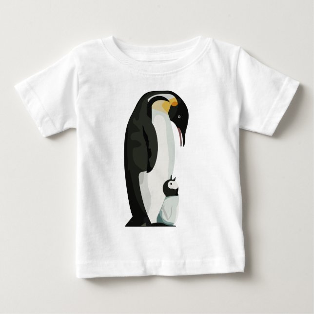 Camiseta Arte de ligação de Pintinhos e pais de pinguins (Frente)