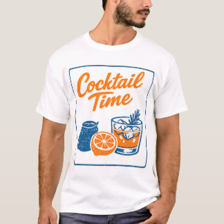 Camiseta Arte de limões de tempo de coquetel desenhado à mã