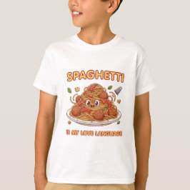 Camiseta Arte de Linguagem do Amor de Espaguete Kawaii