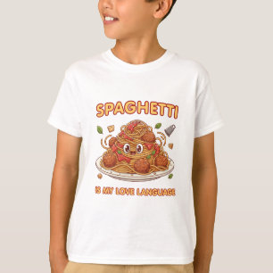 Camiseta Arte de Linguagem do Amor de Espaguete Kawaii