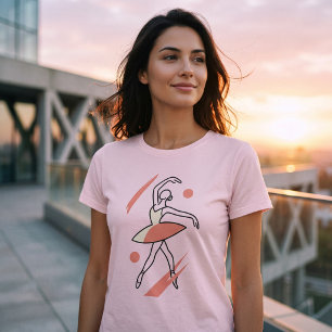 Camiseta Arte de Linha Bailarina Minimalista Dança Moderna 
