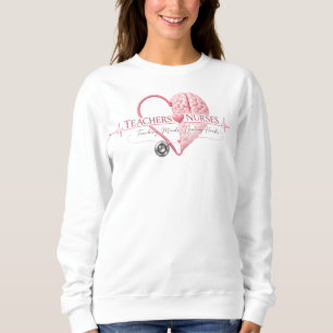 Camiseta Arte de Linha Coração Cérebro Enfermeira Professor