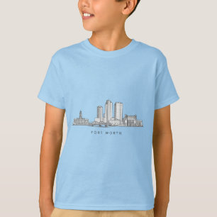 Camiseta Arte de Linha da Silhueta Minimalista de Fort Wort