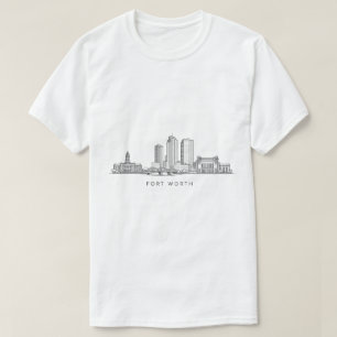 Camiseta Arte de Linha da Silhueta Minimalista de Fort Wort