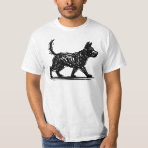 Camiseta Arte de linha de cachorro abstrato Mod de rabisco 