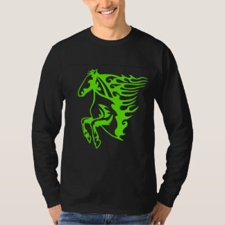 Camiseta Arte de Linha de Corda de verde limão Pony Stallio