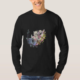 Camiseta Arte de Linha de Flor e Folhas Elegante | Minimali