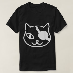 Camiseta Arte de Linha de Gato Pirata Minimalista