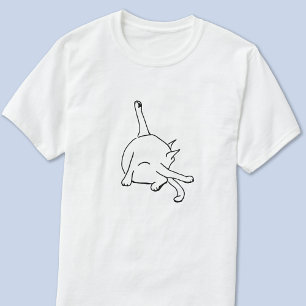 Camiseta Arte de linha de humor de gato engraçado