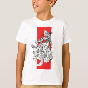 Camiseta Arte de Linha de Peixe Betta Gracioso – Minimalist
