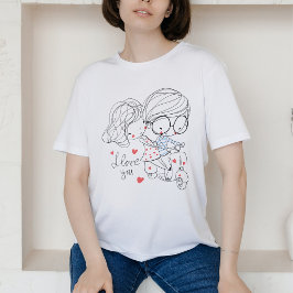 Camiseta Arte de linha de retrato de Casal minimalista dese