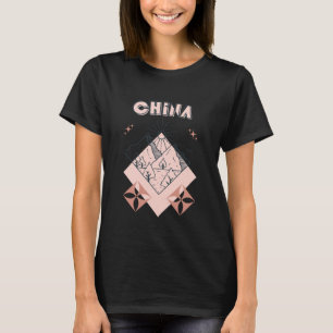 Camiseta Arte de Linha de Viagem Mínima Boho Férias na Chin