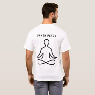 Camiseta Arte de Linha de Yoga Minimalista Paz Interior
