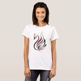 Camiseta Arte de Linha do Cisne Elegante