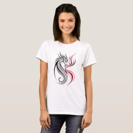 Camiseta Arte de Linha do Dragão Elegante