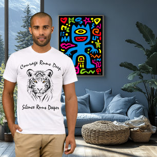 Camiseta Arte de Linha do Majestoso Tigre - A Coragem Corre