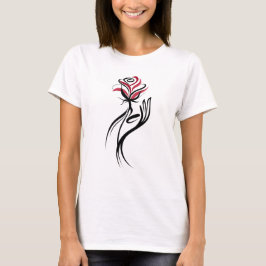 Camiseta Arte de Linha Flor e Mão