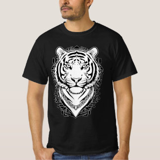 Camiseta Arte de linha minimalista de rosto de tigre preto