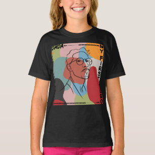 Camiseta Arte de Linha Preta do pai Desenho em formas color