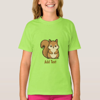 Camiseta Arte de Linha Simples de Esquilo Alegre Personaliz