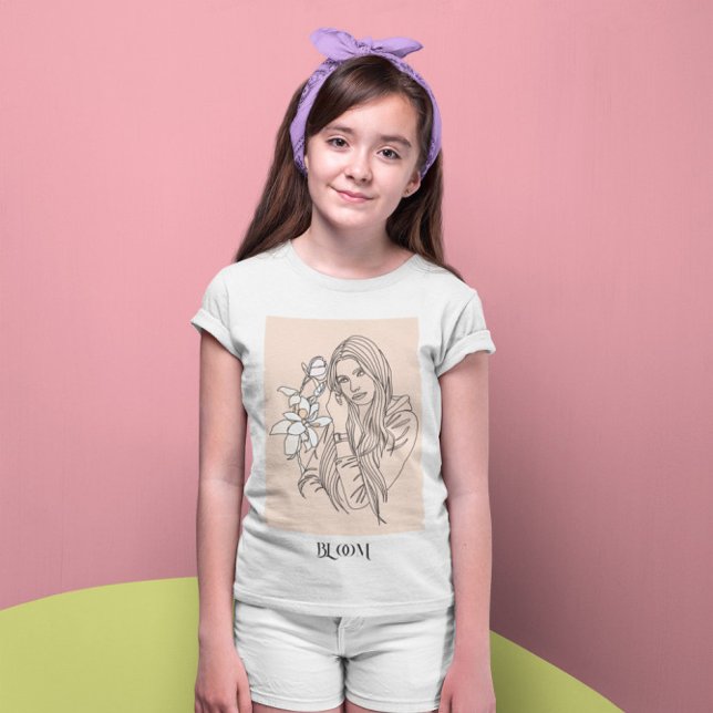 Camiseta Arte de Linha Simples Moderna Preta, Boho Bohemian (Criador carregado)