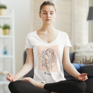 Camiseta Arte de Linha Simples Moderna Preta, Boho Bohemian