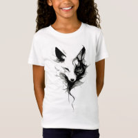 Arte de Lobo Branco Elegante em Tinta Preta