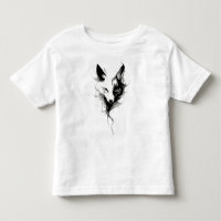 Arte de Lobo Branco Elegante em Tinta Preta