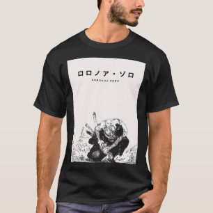Camiseta Arte de Mangá de Roronoa Zoro – One Piece Preto e 
