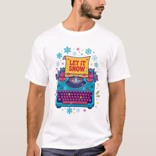 Camiseta Arte de Máquina de Escrever Vintage Let It Snow