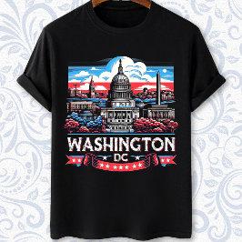 Camiseta Arte de marcos do Skyline Washington DC
