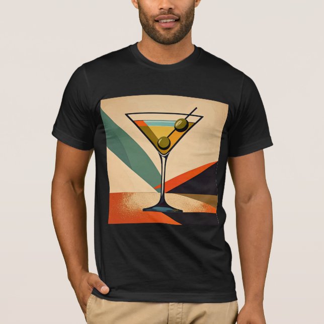 Camiseta Arte de Martini com Bloco de Cores Modernista de M (Frente)