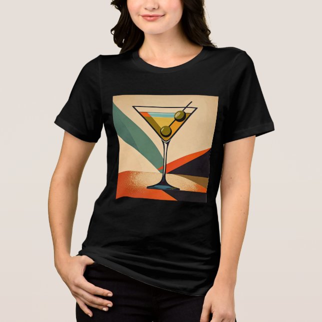 Camiseta Arte de Martini com Bloco de Cores Modernista de M (Frente)
