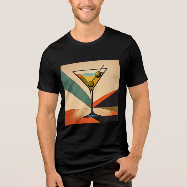 Camiseta Arte de Martini com Bloco de Cores Modernista de M (Frente)