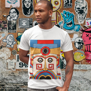 Camiseta Arte de Máscara de Tiki Zangada