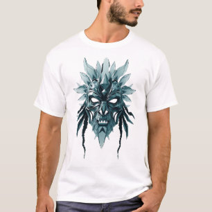 Camiseta Arte de máscara tribal de vidro fraturado