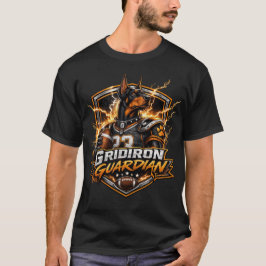Camiseta Arte de Mascote Doberman Guardião do Gridiron