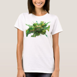 Camiseta Arte de Moda de Maçã Abstrata Verde Elegante