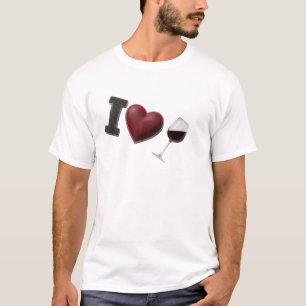 Camiseta Arte de Moda Preto Expressivo EU AMO VINHO