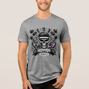 Camiseta Arte de Motivação para Fisiculturismo Crânio Monst