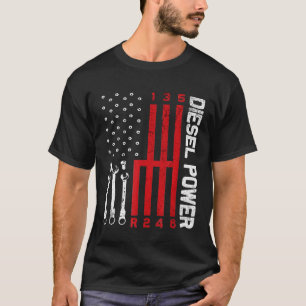 Camiseta Arte de mudança mecânica a diesel Arrasto de bande