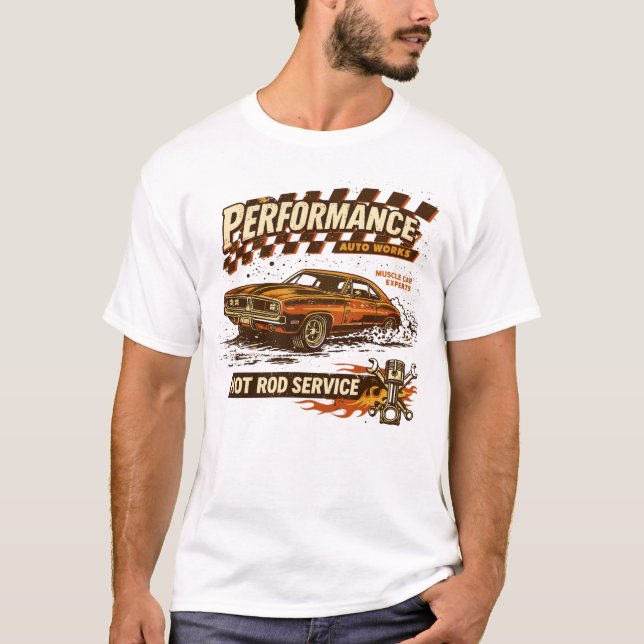 Camiseta Arte de Muscle Car da Performance Auto Works (Frente)