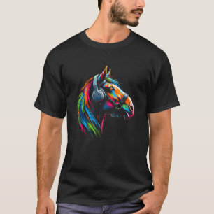 Camiseta Arte de Música de Headphone de Cavalo Legal Natal