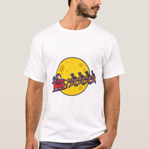 Camiseta Arte de Natal Silhueta de Rena do Trenó do Papai N