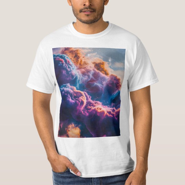 Camiseta Arte de Nebulosa Espacial Abstrata - Cósmica Color (Frente)